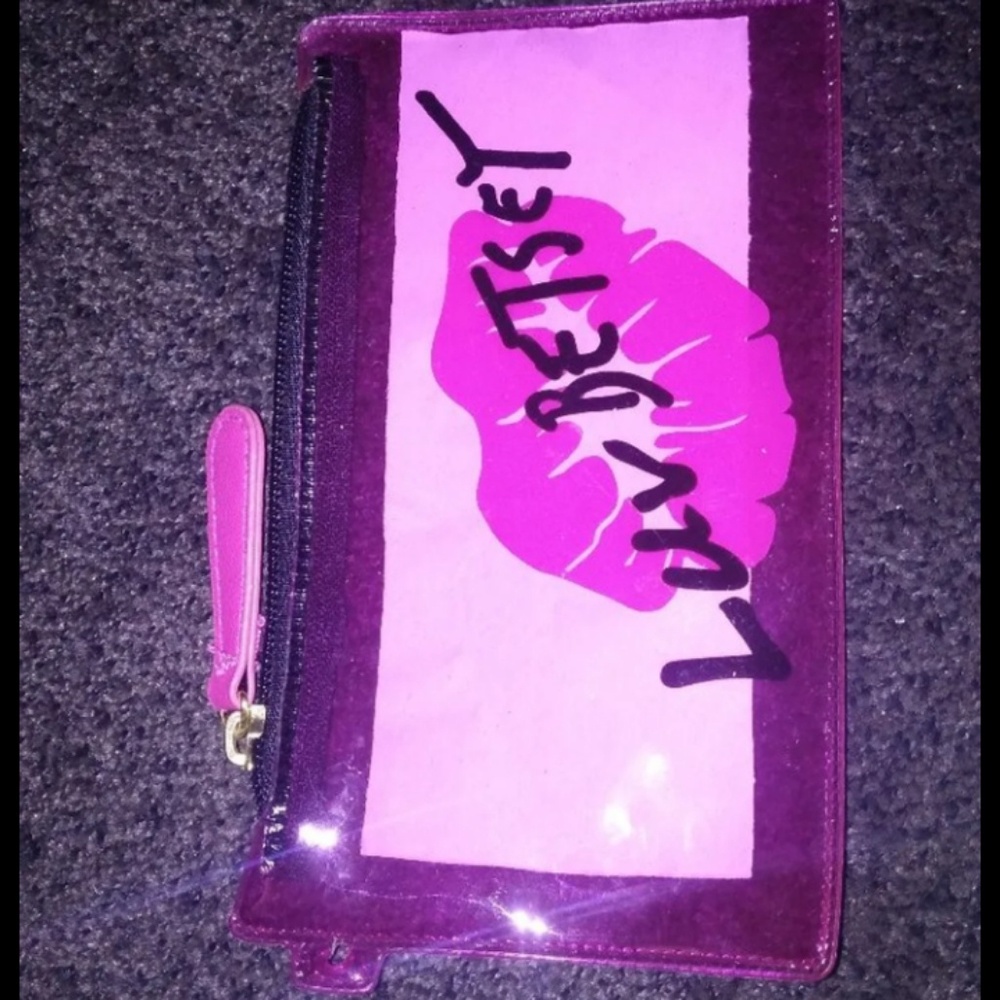 Clear pink Betsey Johnson makeup bag NWOT